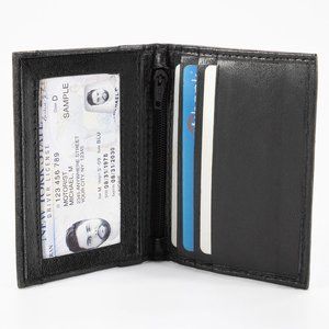 Real Genuine Leather Men's Bifold Credit Card Case, ID Holder